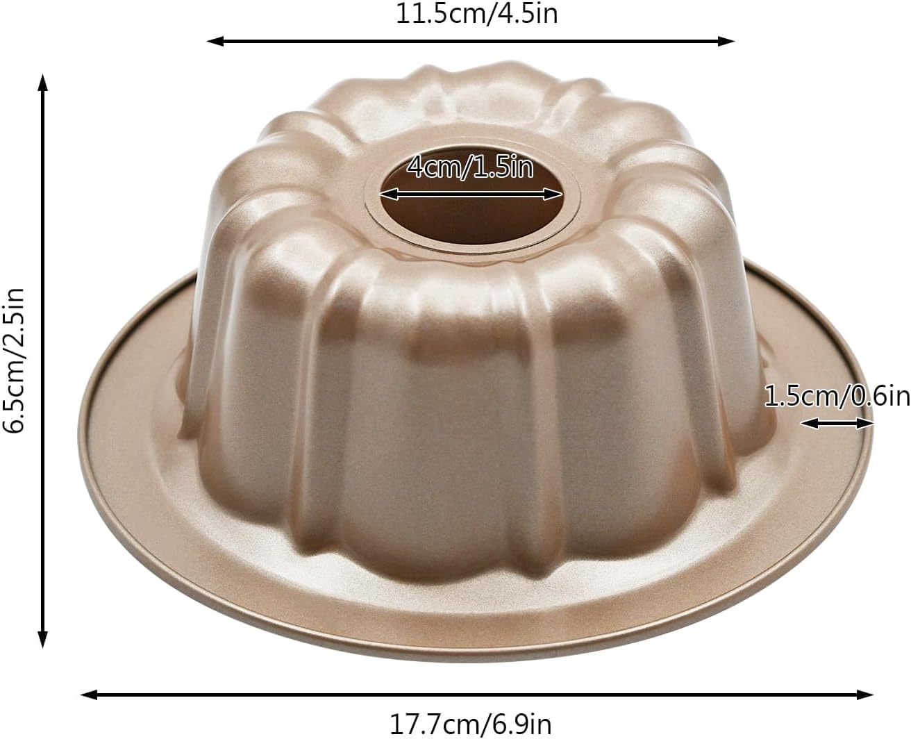 BSDLZCH 11.5cm Mini Cake Pan, Carbon Steel Round Fluted Tube Cake Pan - Image 2