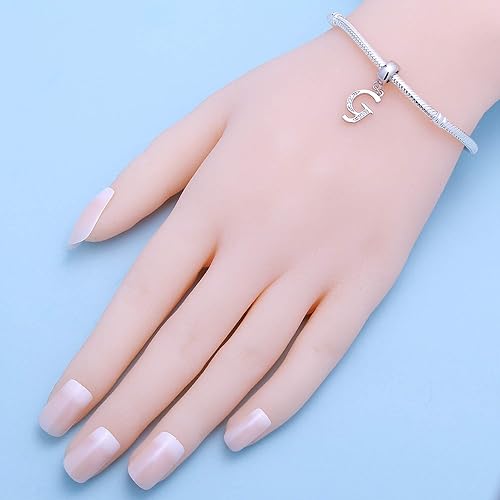 Miniatura 5 de SoulBeads - Colgantes de plata fina 0,925 de letra inicial, alfabeto A-Z. Dije con cristales compatibles con brazaletes europeos