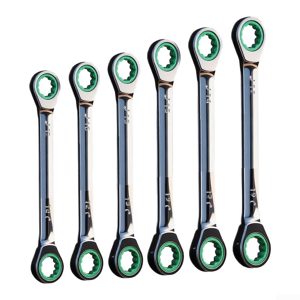 Juego de llaves de trinquete de 72 dientes, para herramientas métricas cr-v | Mango ergonómico extendido para mayor comodidad. Acabado galvanizado de cuatro capas. Resiste el óxido y resistente al