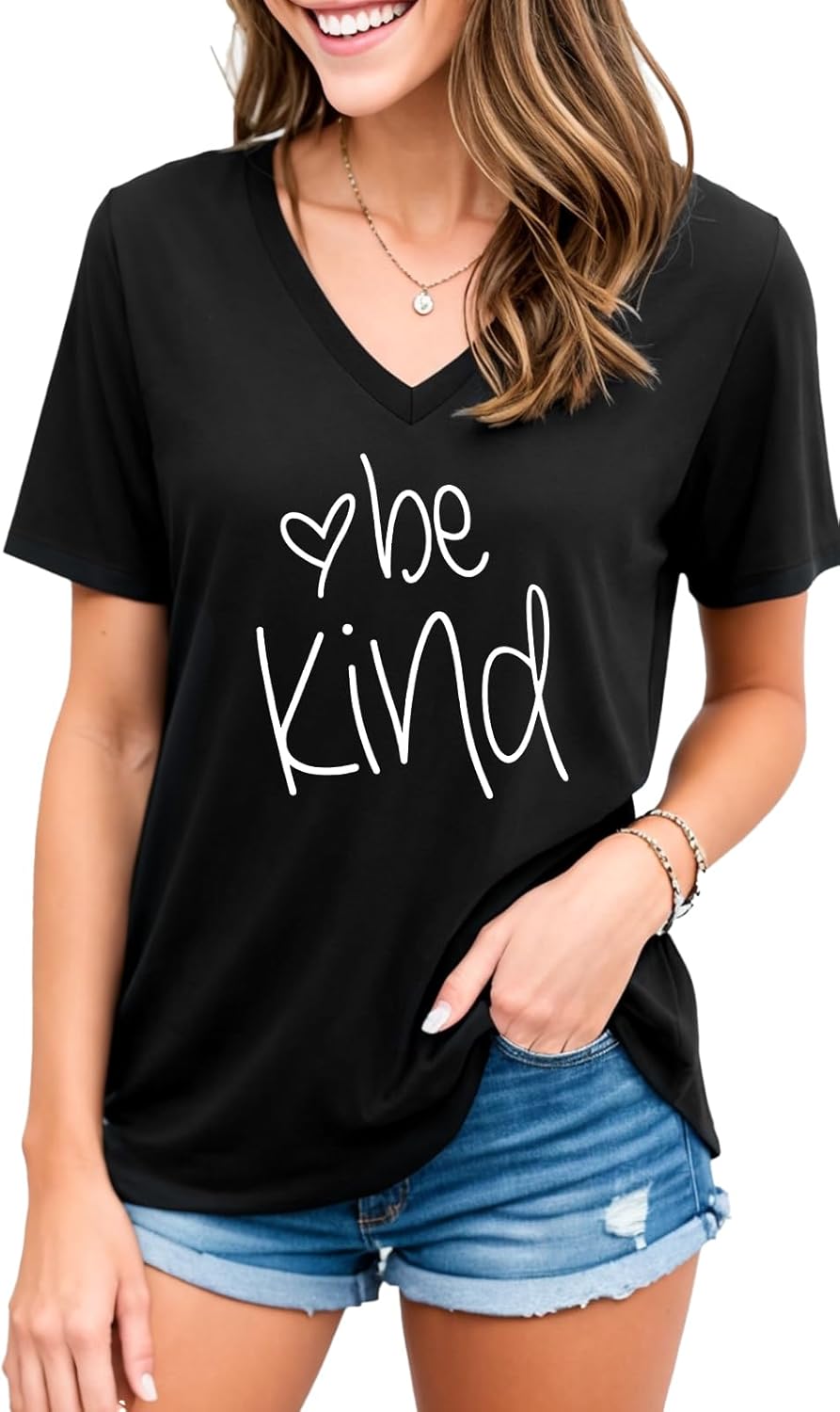 Be Kind T Shirts Women Cute Graphic Blessed Shirt Funny Inspirational Teacher Fall Tees Tops - Image 2