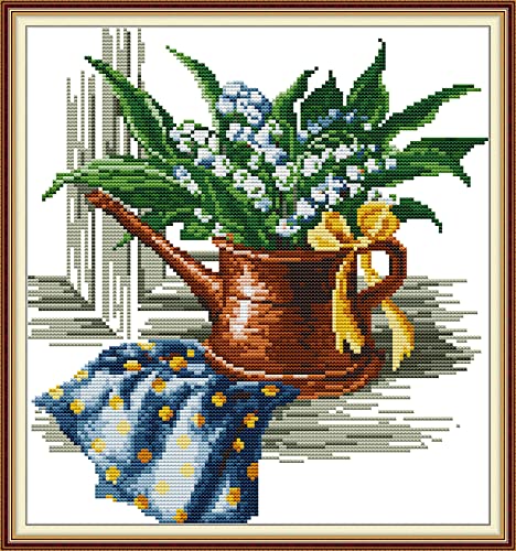 Kit de broderie au point de croix plantes vertes 11CT toile imprimée 40x50cm