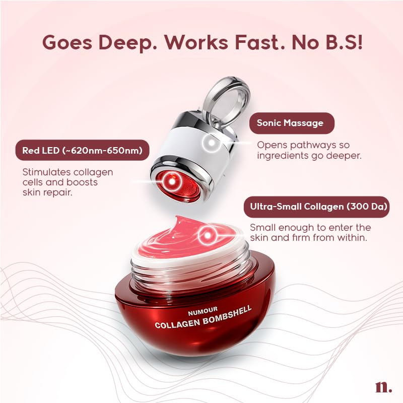 Image of Numour Collagen Bombshell 30g | India's 1st Korean Hydrolyzed Collagen Jelly | Sonic Massage & LED Red Light Therapy for Face | Sagging, Fine lines & Dullness | Anti-Aging Moisturizer | All Skin Types