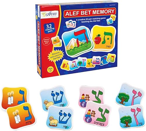 Educativo Alef Apuesta Juego de memoria para niños Hebreo Enseñanza alfabetos Juegos Judaico Niños Juego de cartas a juego Alef Bais Juego de cartas