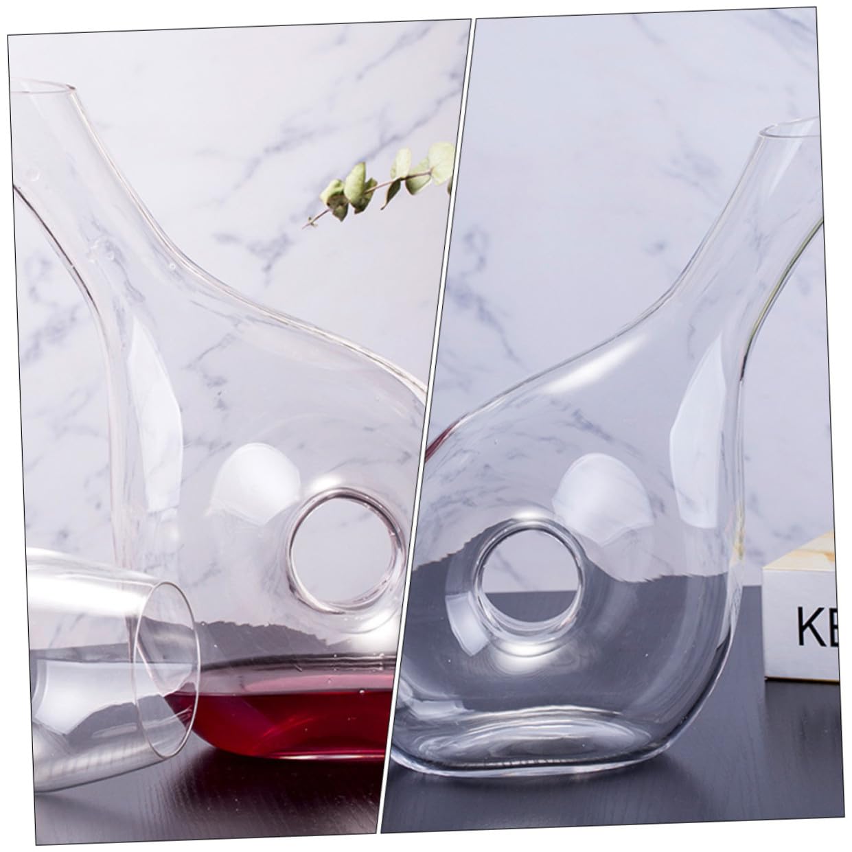 OUNONA Aérateur à Vin Créatif en Verre Cristal Verseur Plat pour Améliorer le Bouquet Saveur du Vin à Domicile Élégant et Fonctionnel
