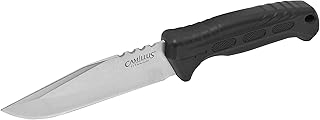 Camillus Hawker 9" Drop Point Blade Durable Corrosion-Resistant 420 Stainless Steel Hunting Hiking Fishing Camping Fixed Blade Knife with Protective Sheath - Camillus