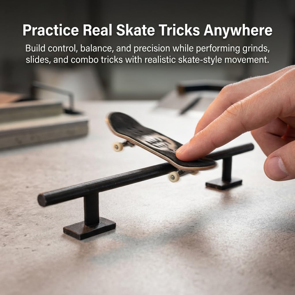 Fingerboard Grind Rail, Portable Desk Skatepark Obstacle for Tricks