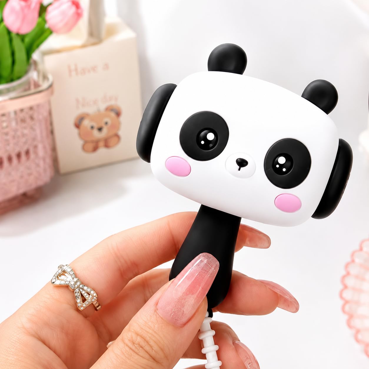 Babique ChuChu Toys Cute Cartoon Panda Hammer Keychain with Sound | Press & Shake Musical Sensory Toy | Soft Grip Handheld Toy for Babies, Toddlers & Kids | Travel-Friendly Gift | Pack of 1