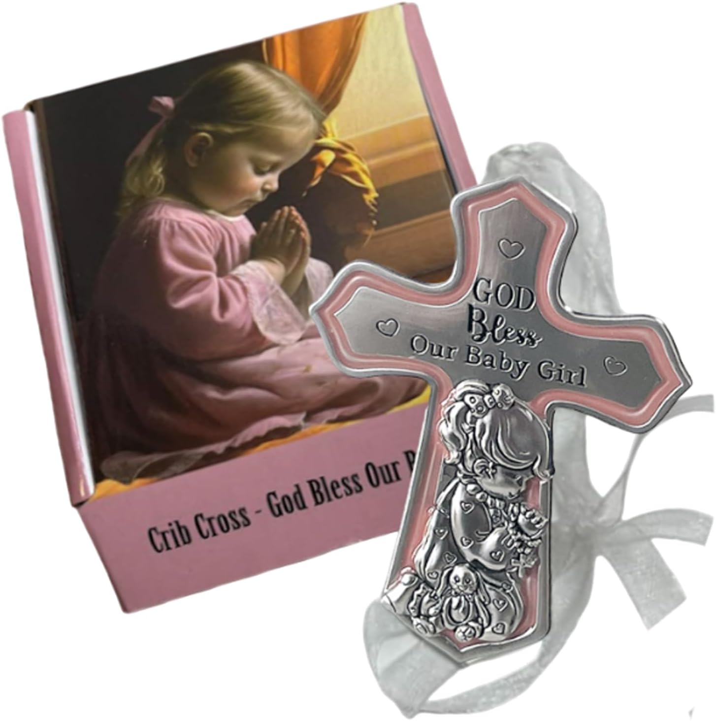 KMusculo 4" Pewter Baptism Bless The Child Guardian Angel