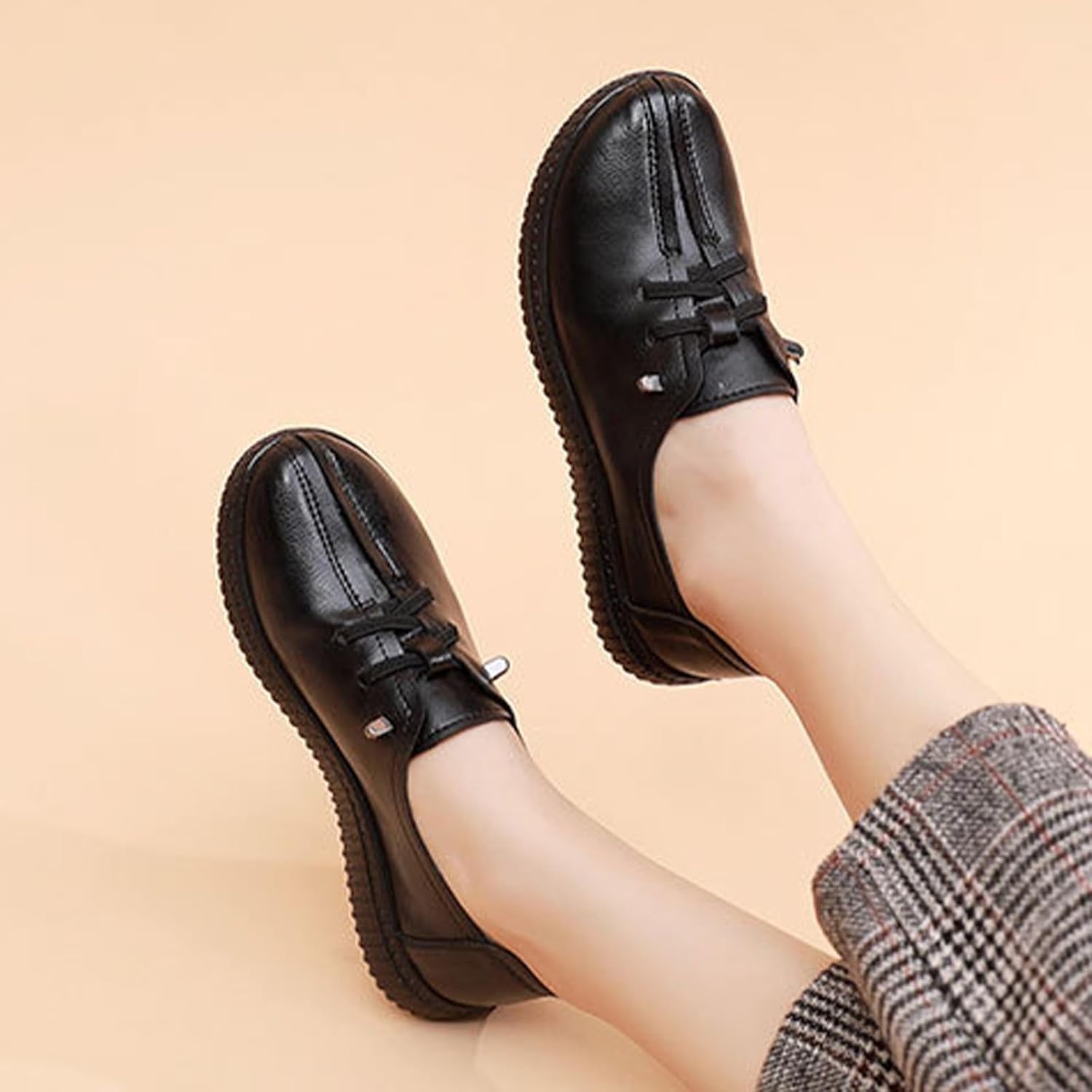 Women's Oxford Softsole Nursing Shoes,Lightweight Comfy Slip-on Walking Flats Non-Slip Casual Dress Pumps Loafers