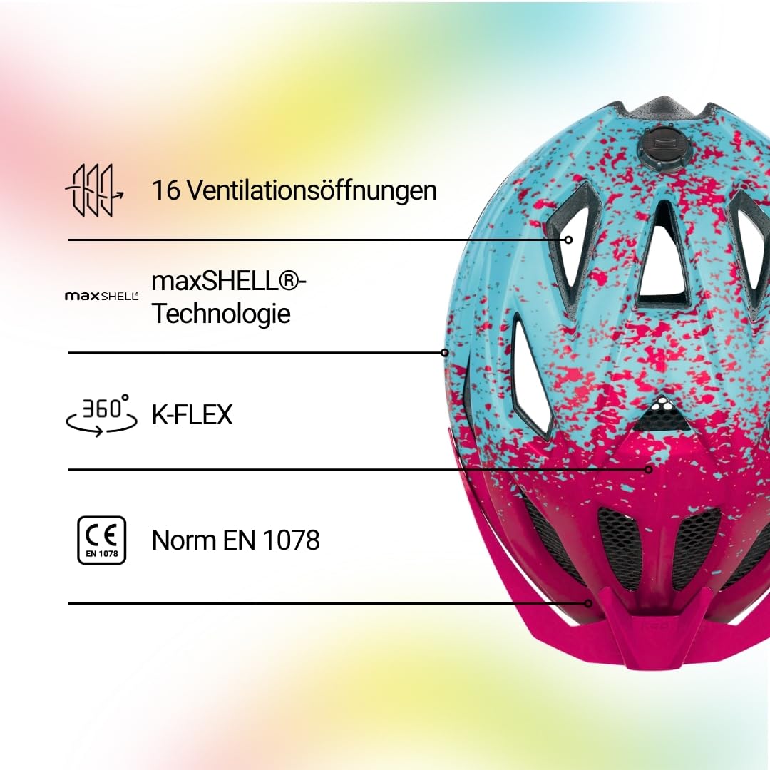 KED Kids Youth Street Jr. Pro Casque de vélo, Rose, Bleu glacé Mat, Taille M (53-58 cm)