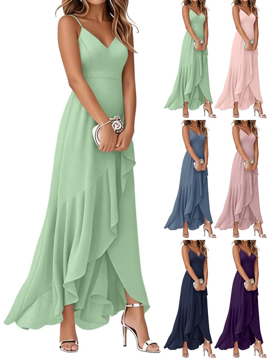 Minetom Robe De Cocktail Femme Bretelles Hautes Robes De Mariage Mi-Longues Dress D'Été À Volants Fête Élégante Soirée