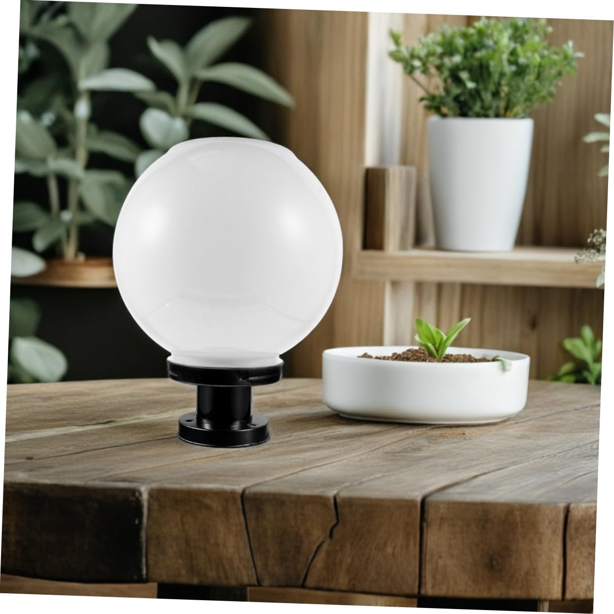 Lampada Solare a Globo per Colonna Esterna 20cm Bianco