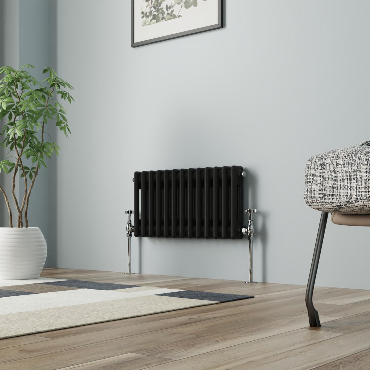 NRG Column Radiator Black 300x605mm Double Traditional Cast Iron Style Heater Interior Designer Horizontal Bathroom Radiators — image 1
