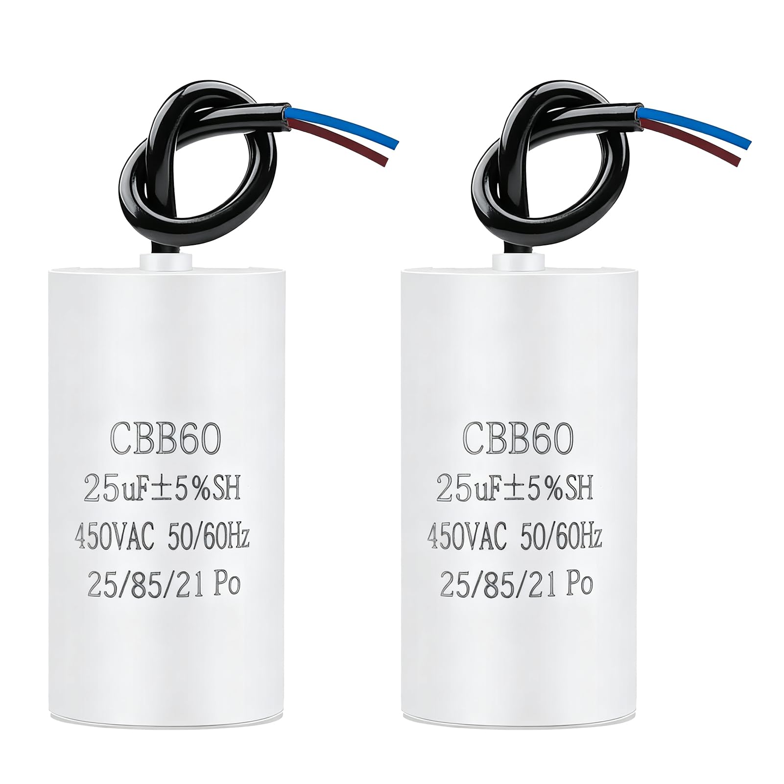 CBB60 25uf 450v 50/60Hz Condensador Arranque Motor 2 Piezas