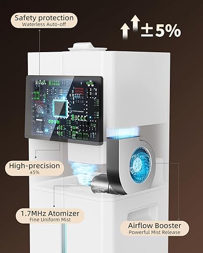 Miniatura 6 de Humidificadores para dormitorio, 2.4 galones 9L silenciosos de llenado superior humidificadores de niebla fría para habitación grande con