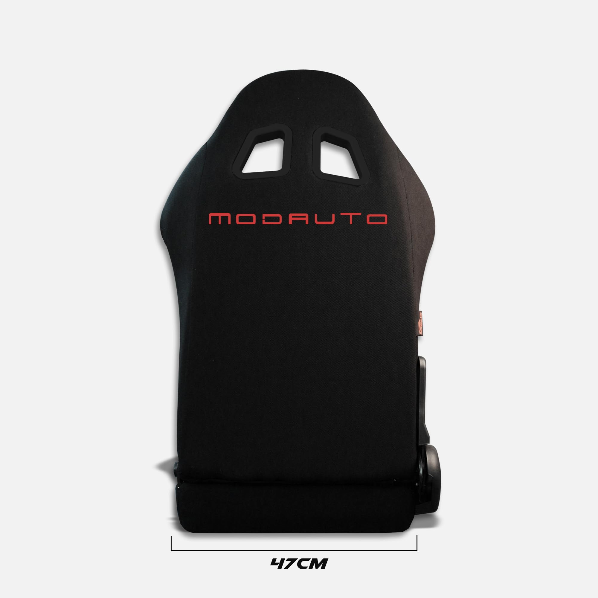 MODAUTO Asiento Deportivo Coche,Semibaquet Ajustable,de Tela,Adaptable para Coches,Ríeles incluidos,Conductor y Pasajero, para Coche y Simulador de Conducción,Modelo M-N190L,Negro Logo