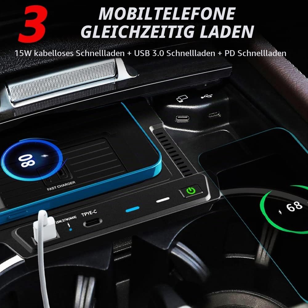 Kabelloses Ladegerät Auto für Mercedes-Benz GLE AMG-GLE Coupé 2020-2022 Alle Modelle, 15W Schnellladendes Handy-Ladegerät für Mercedes-Benz W167 GLE 350/450 AMG GLE 53/53 Coupé/63 S Zubehör