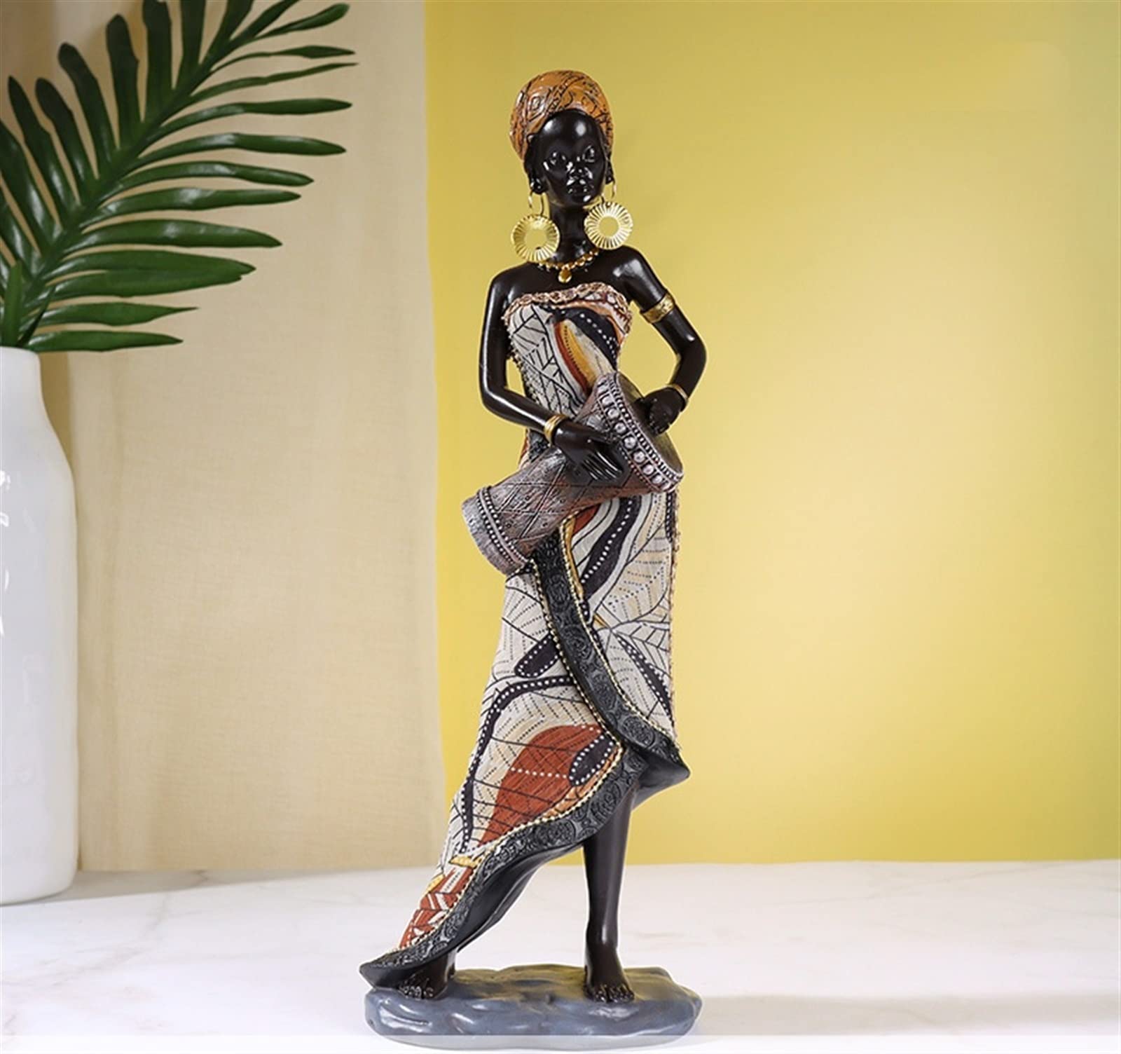 Amazon.co.jp: アフリカ彫刻スタンディングレディ置物像黒人女性アート