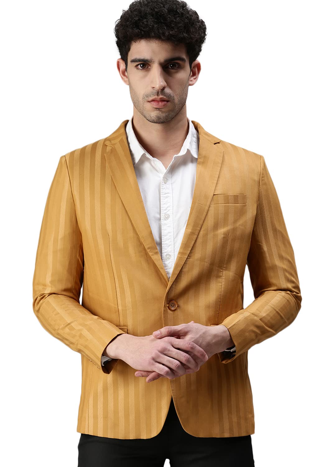 showoffff Men Self Design Single Breasted Casual Blazer | Notched Lapel Full Sleeves Cotton Blazer for Mens | Slim Fit Regular Length Blazer for Men's-picture-18