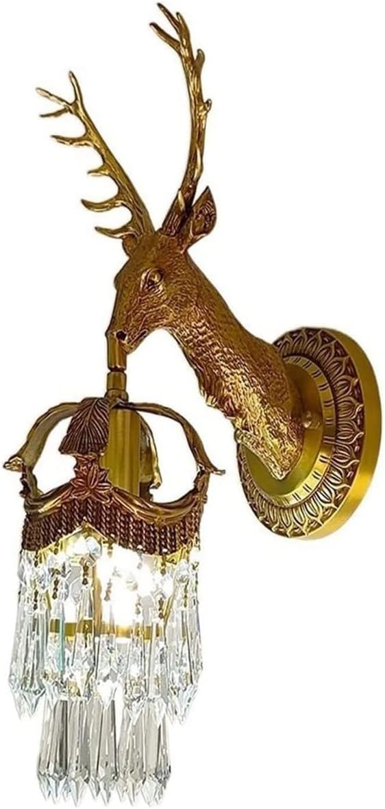HYJAUSXB Wall Sconces Indoor Lighting, Decorative Crystal Lamp for Hallway and Bedroom, Copper Finish, Soft Light Fixtures