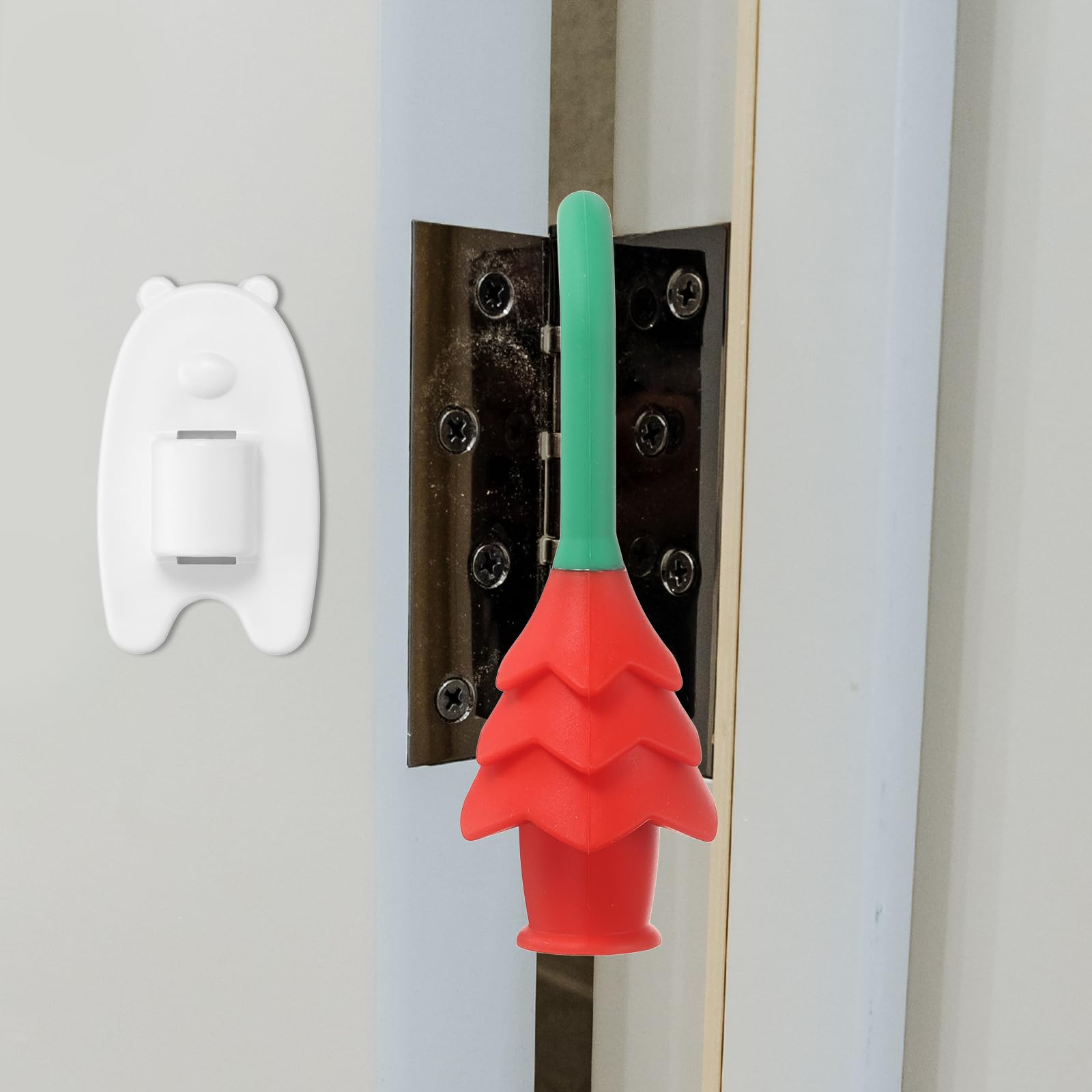 sourcing map 4 Pcs Silicone Door Pinch Guard, Hanging Finger Pinch Guard Quiet Door Closer & Slam Stopper for Nursery Bedroom Home Safety & Edge Protection Keep Door Open, Red