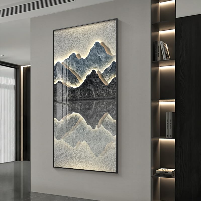 Amazon.com: Ecqizer 背有靠山玄关装饰画入户门走廊过道挂画竖版