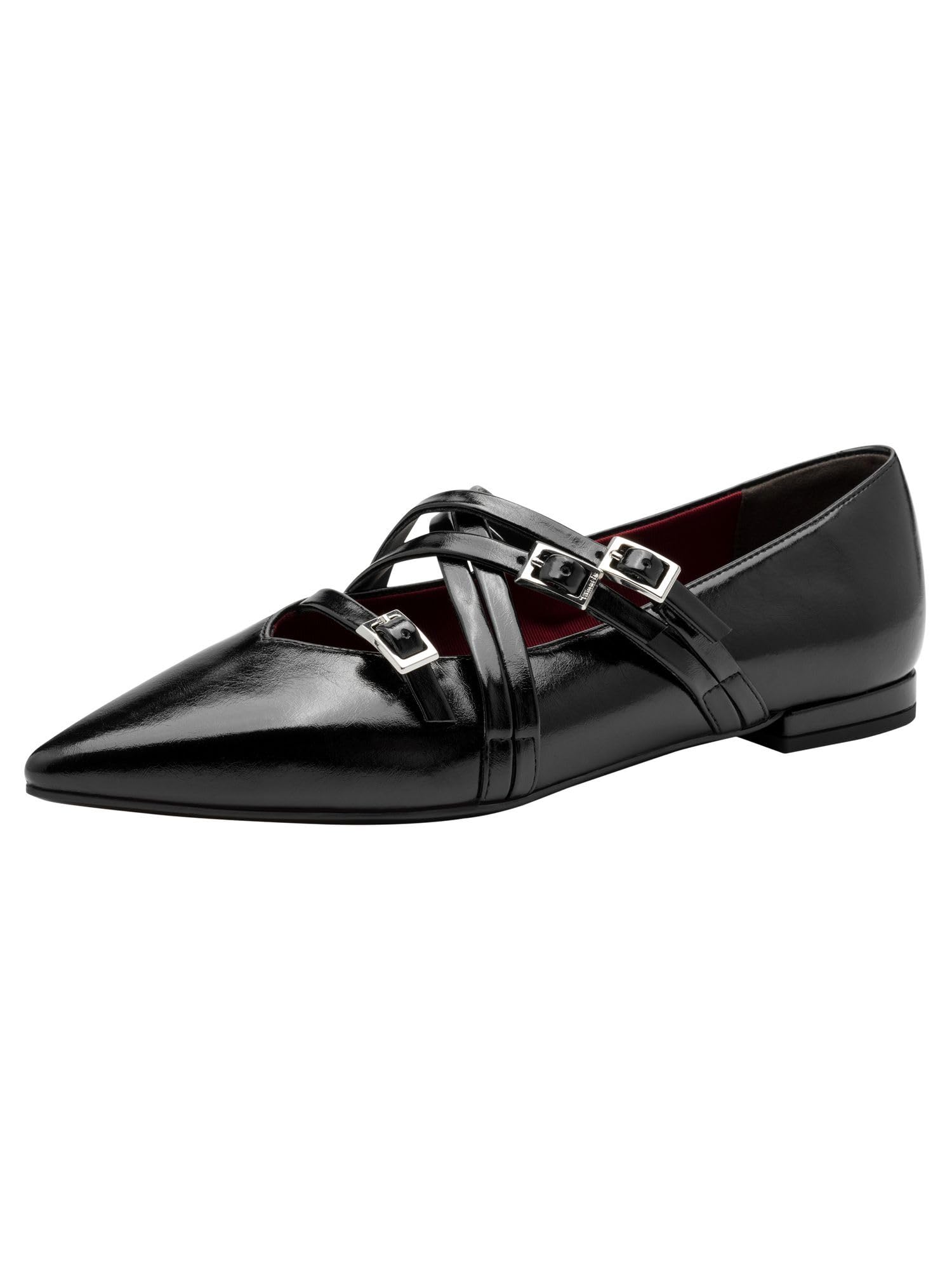 Tamaris Women's Ballerina Strap 1-22160-45 Ballet Flats, Black, 36 EU, Black, 3 UK