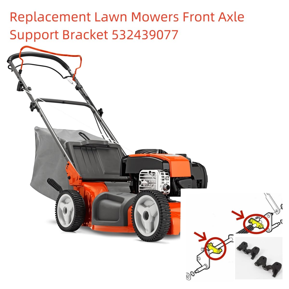 Soporte de repuesto para eje delantero 532439077 compatible con cortacésped Husqvarna HD775HW HD800HW HU700H (juego de 4)
