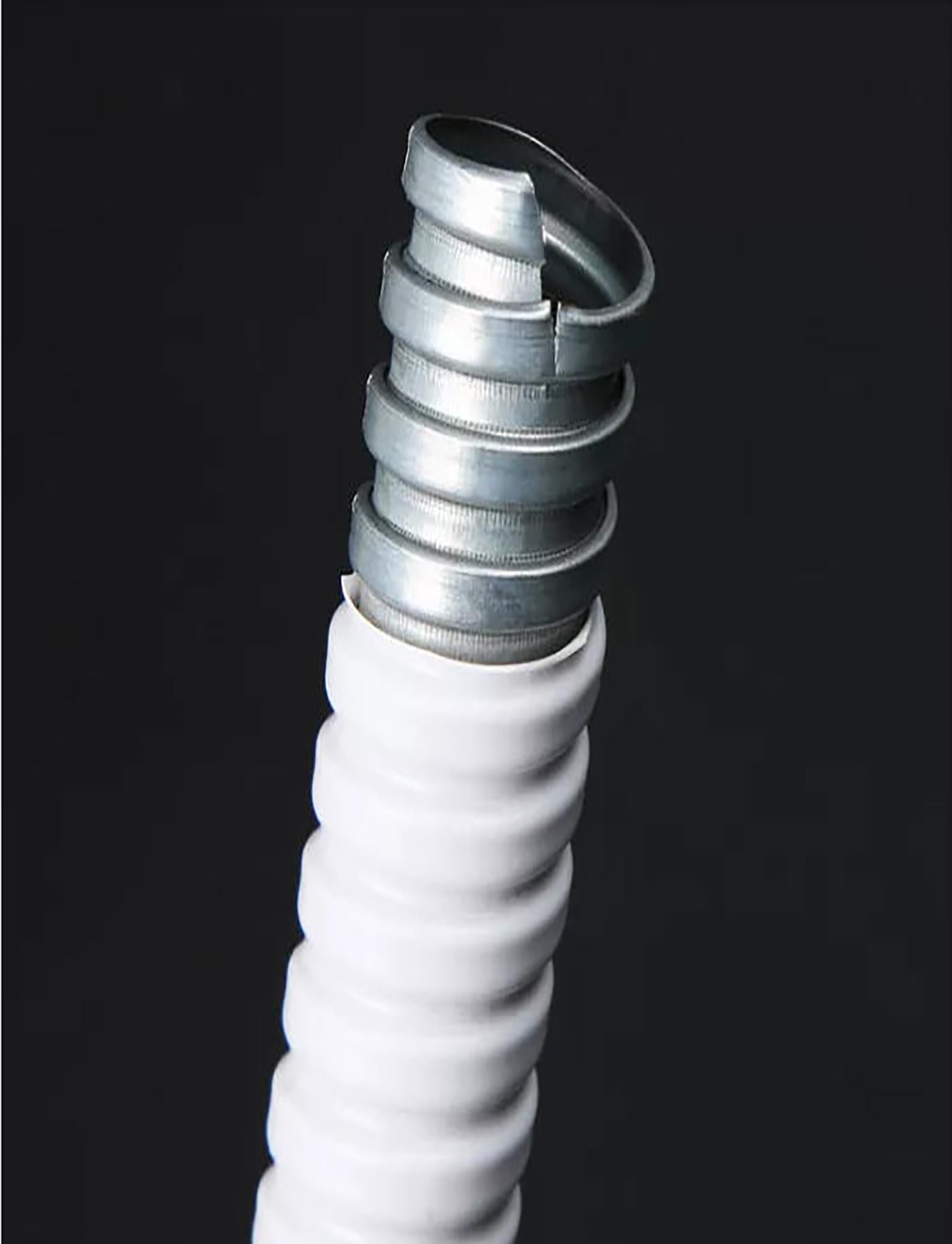 Conducto de metal flexible recubierto de PVC, manguera de protección de cable eléctrico corrugado, tubo resistente al fuego para cableado de interiores y exteriores, 328 pies de longitud