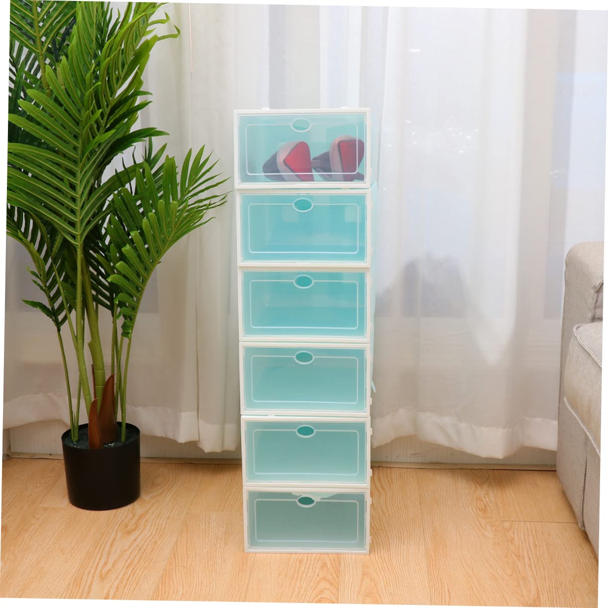 Cabilock Scatole per Scarpe con Porta Chiara Trasparenti in Plastica Impilabili 6 Pezzi Design Salvaspazio per Ingresso e Organizzazione Scarpe Uomo
