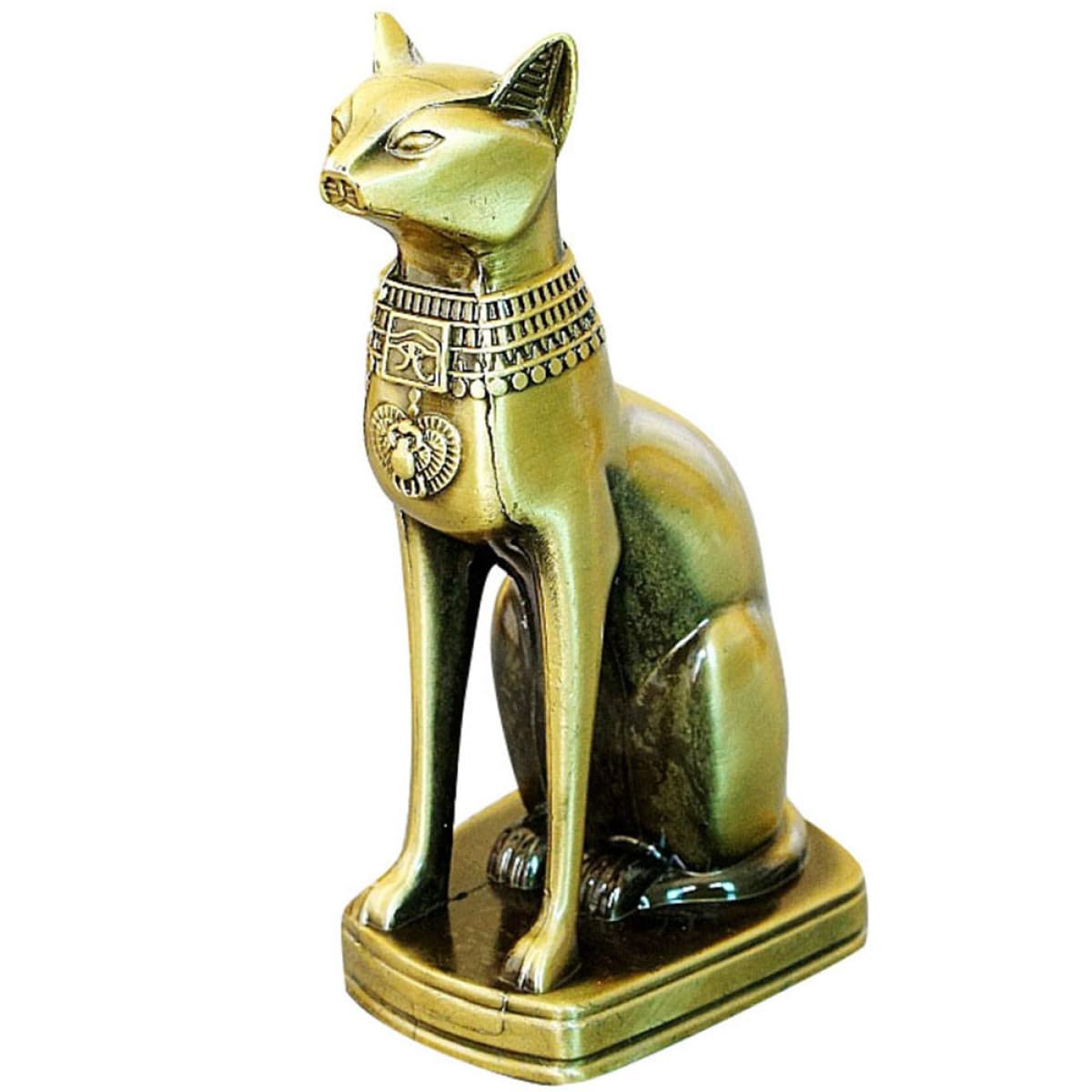 Figurine chat égyptien décoration dorée maison statuette alliage originale unique