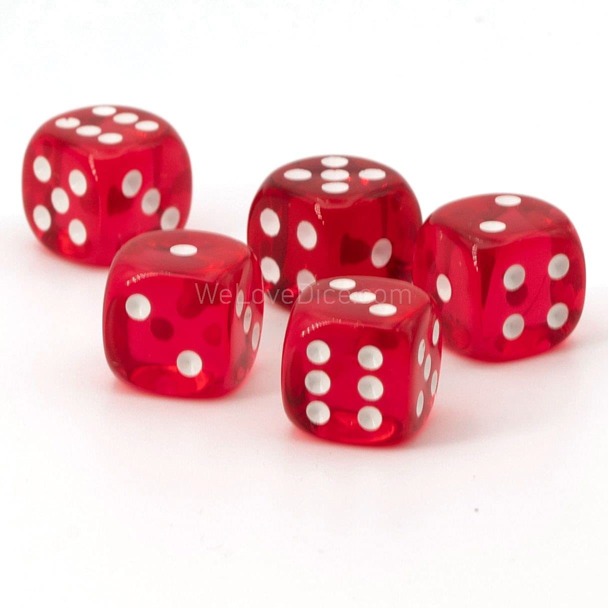 XL Dice (20mm) in Fuchsia Transparent/White spots - Made in Germany - WeLoveBeads - 5 Pcs