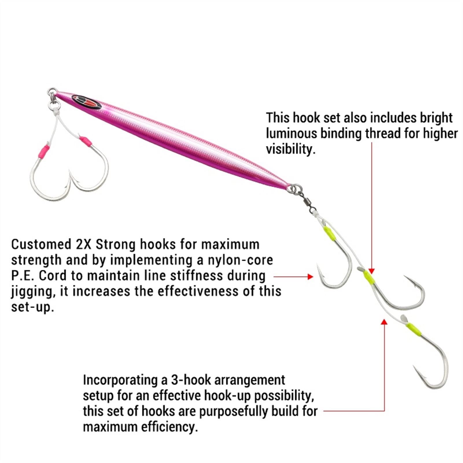 CASAKM Pezzi Amo da Pesca Ganci Lenti Jig Ganci Tripla Assist Gancio da Pesca Set Elevato in Acciaio al Carbonio Pesci Pesci Fishhook Accessori ad Acqua salata Gancio da Pesca in Alto (Color : 4-0)