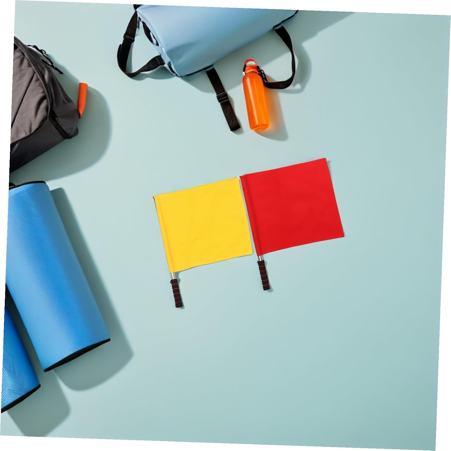 2pcs Referee Signal Flags Waving Competition Judge Flags with Stainless Steel Handles Red and Yellow for Soccer Football Safety and Warning on Field