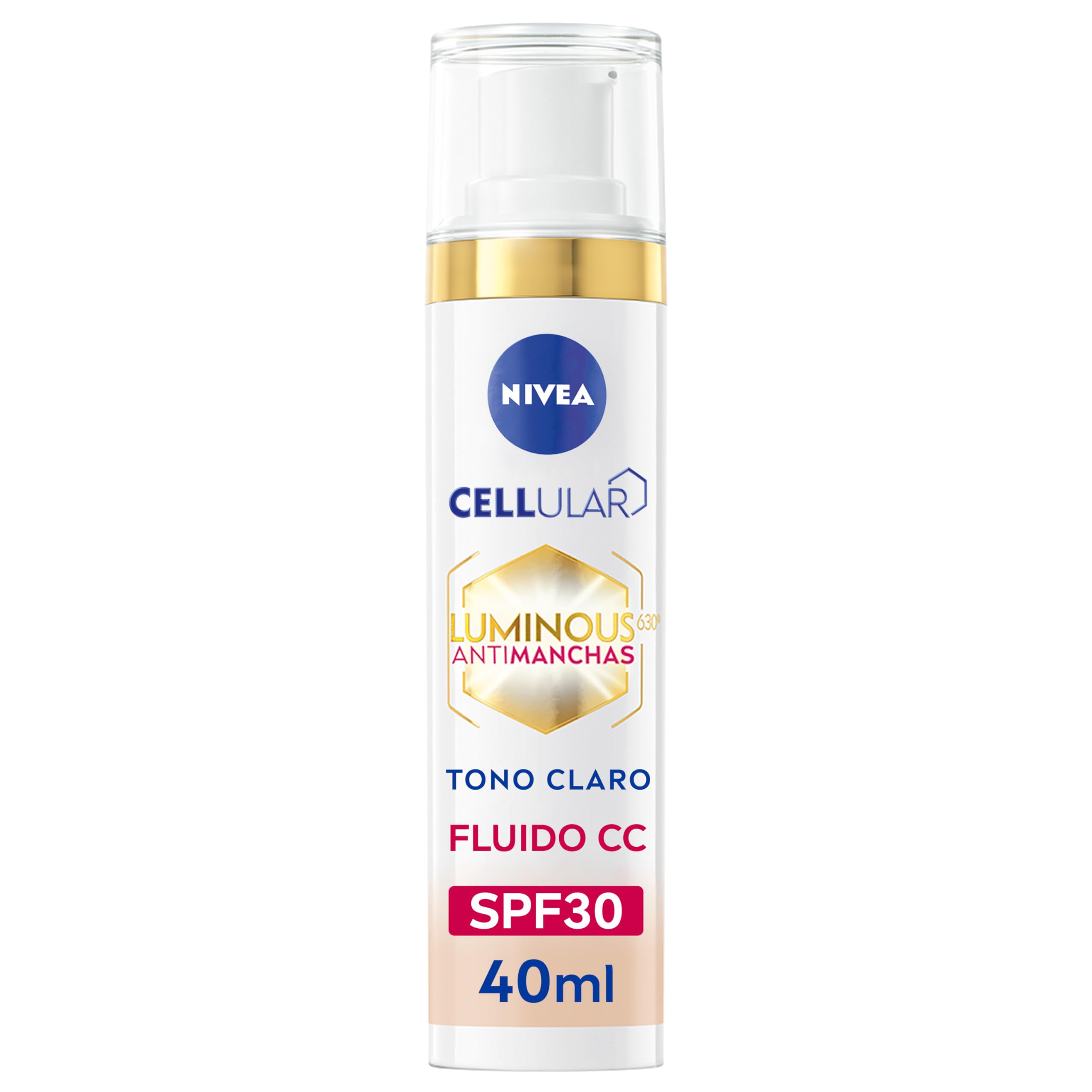 NIVEA Luminous 630 Antimanchas Fluido CC SPF30 3-EN-1 (1 x 40 ml), CC cream con triple acción, protector solar facial con color, tono claro
