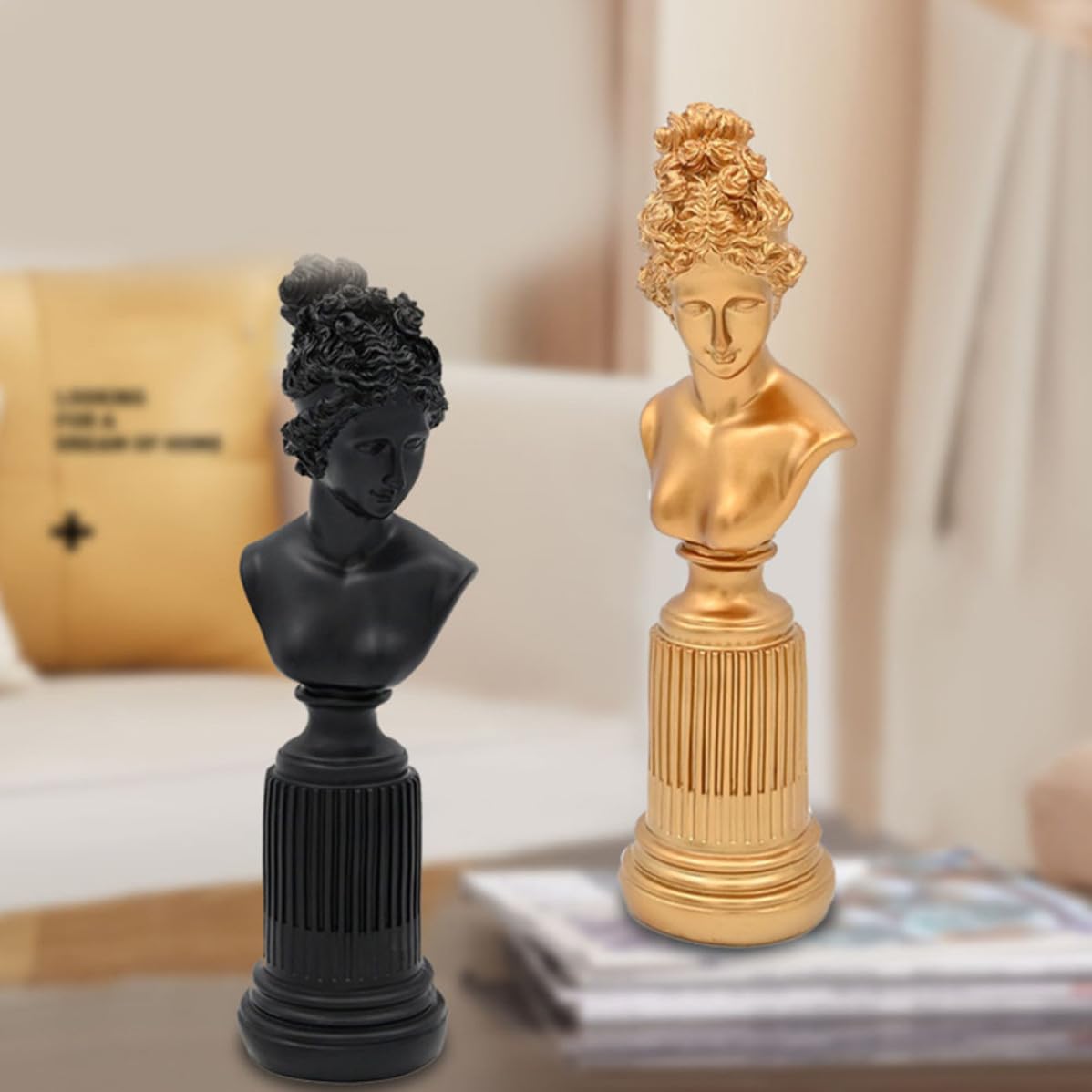 Abstracta Figura Decorativa Negra Escultura, de Resina Diosa