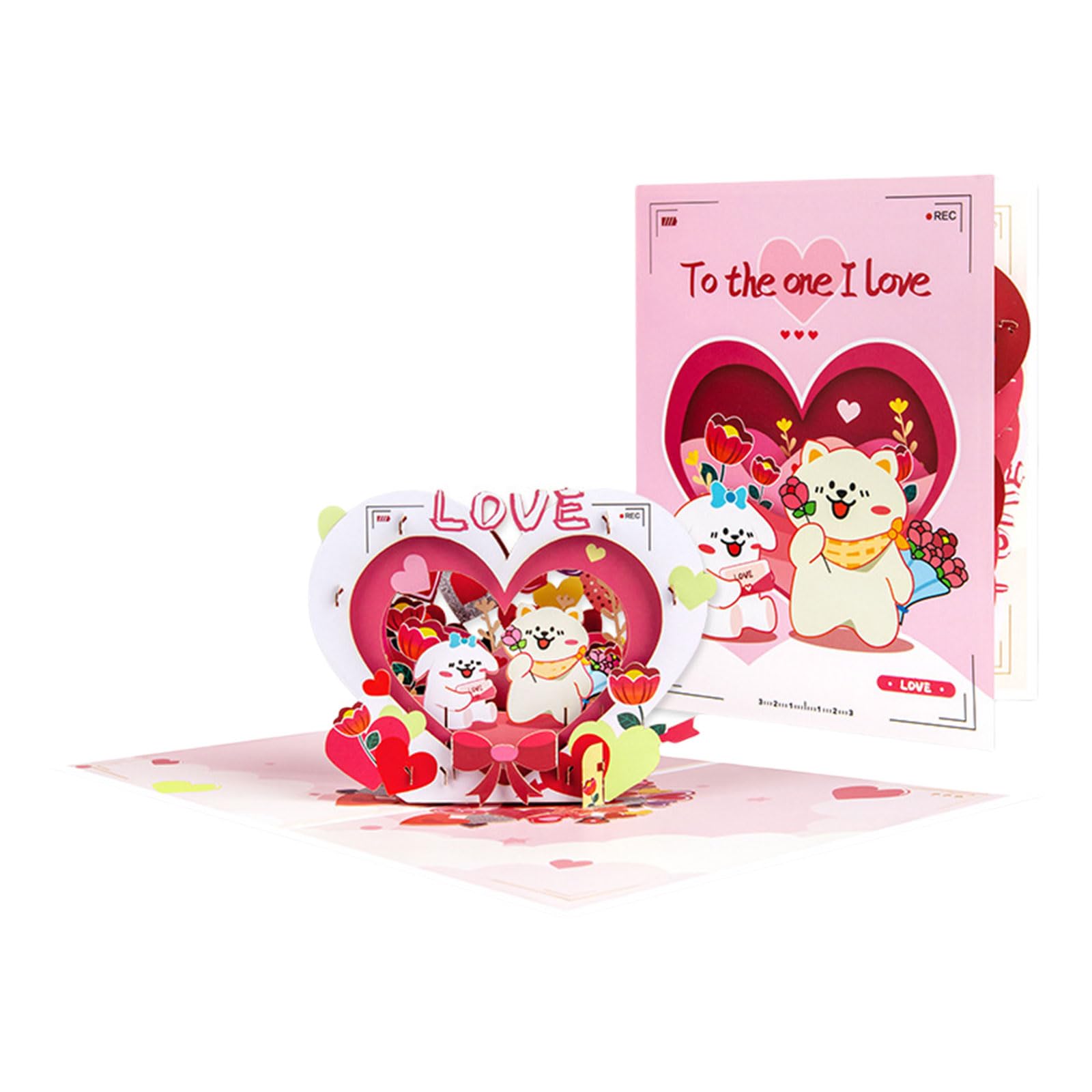 Buxuaaaa Greeting Card with Envelope 3D Popup Picture Frame Animal Card Birthday Valentines Day Present for Girlfriend Paper