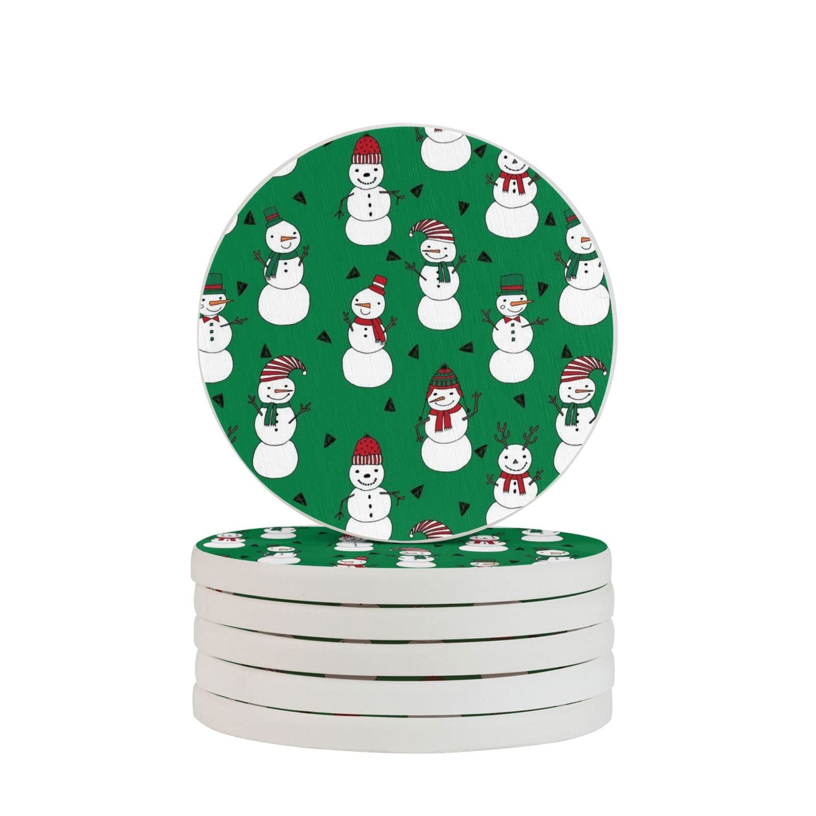 Christmas Snowman Four Pieces Coaster Heat-Resistant Reusable Saucers for Drinks Wine Glasses Plants Cups Mugs