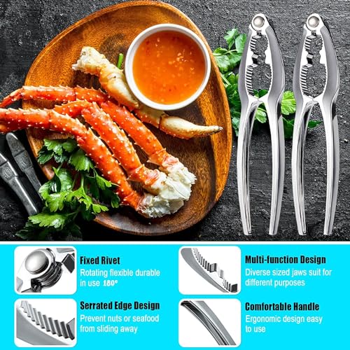 12 Pcs Crab Crackers and Tools Set Heavy Duty Seafood Tools Set Crab Leg Crackers Lobster Nut Crackers Opener Home Kitchen Parties Tools for Crableg and Lobster Lovers Gift - Thumbnail 6