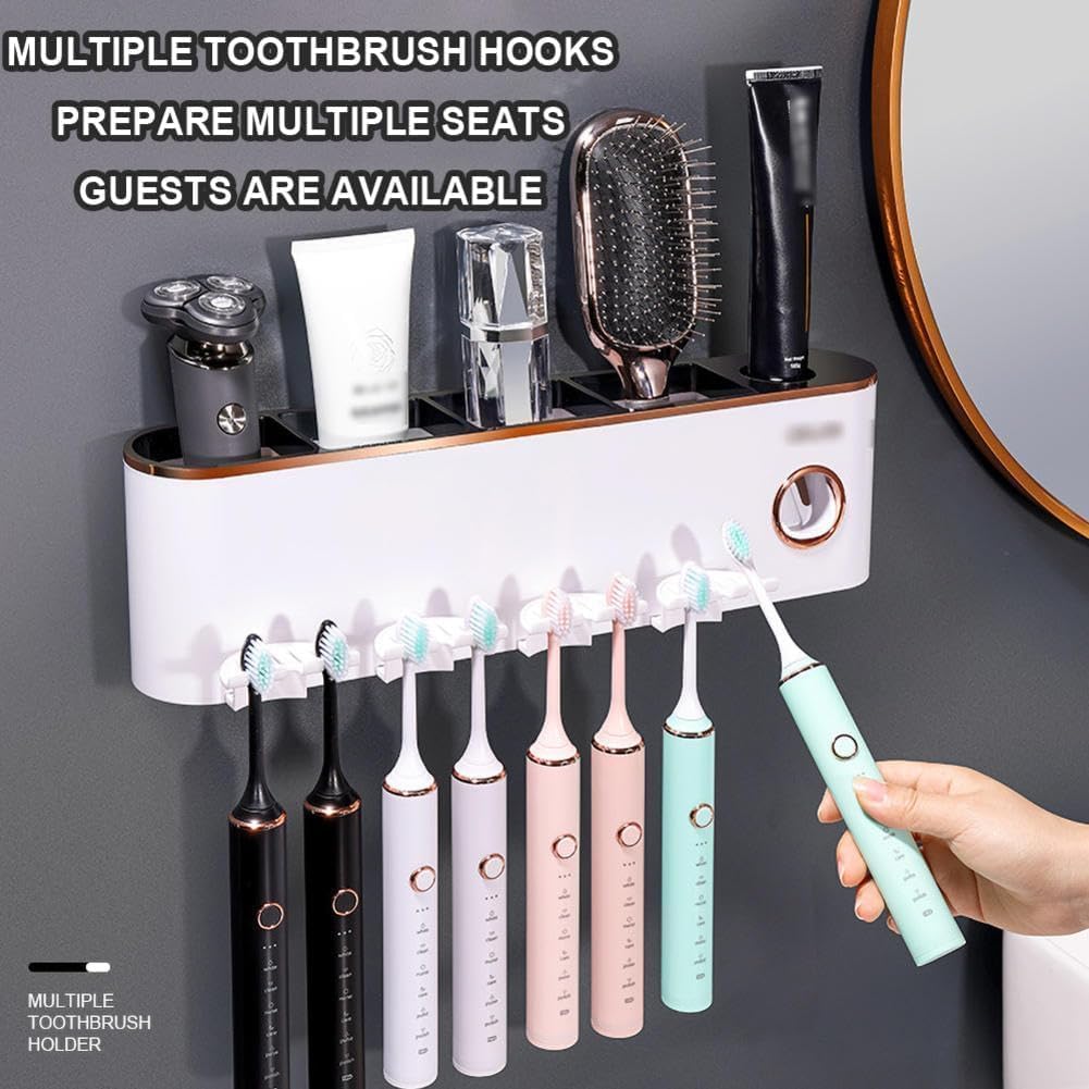 Soporte para cepillo de dientes montado en la pared, organizador de cepillos de dientes de baño con 2/4 tazas, estante de almacenamiento de accesorios de pasta de dientes para el hogar y el baño