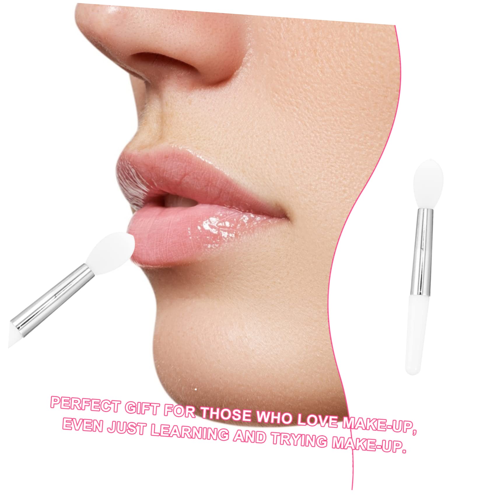 NULYLU 36 Pcs Silicone Lip Brush Set Makeup Brushes Labels for Lipstick Applicator Travel Size for Girls