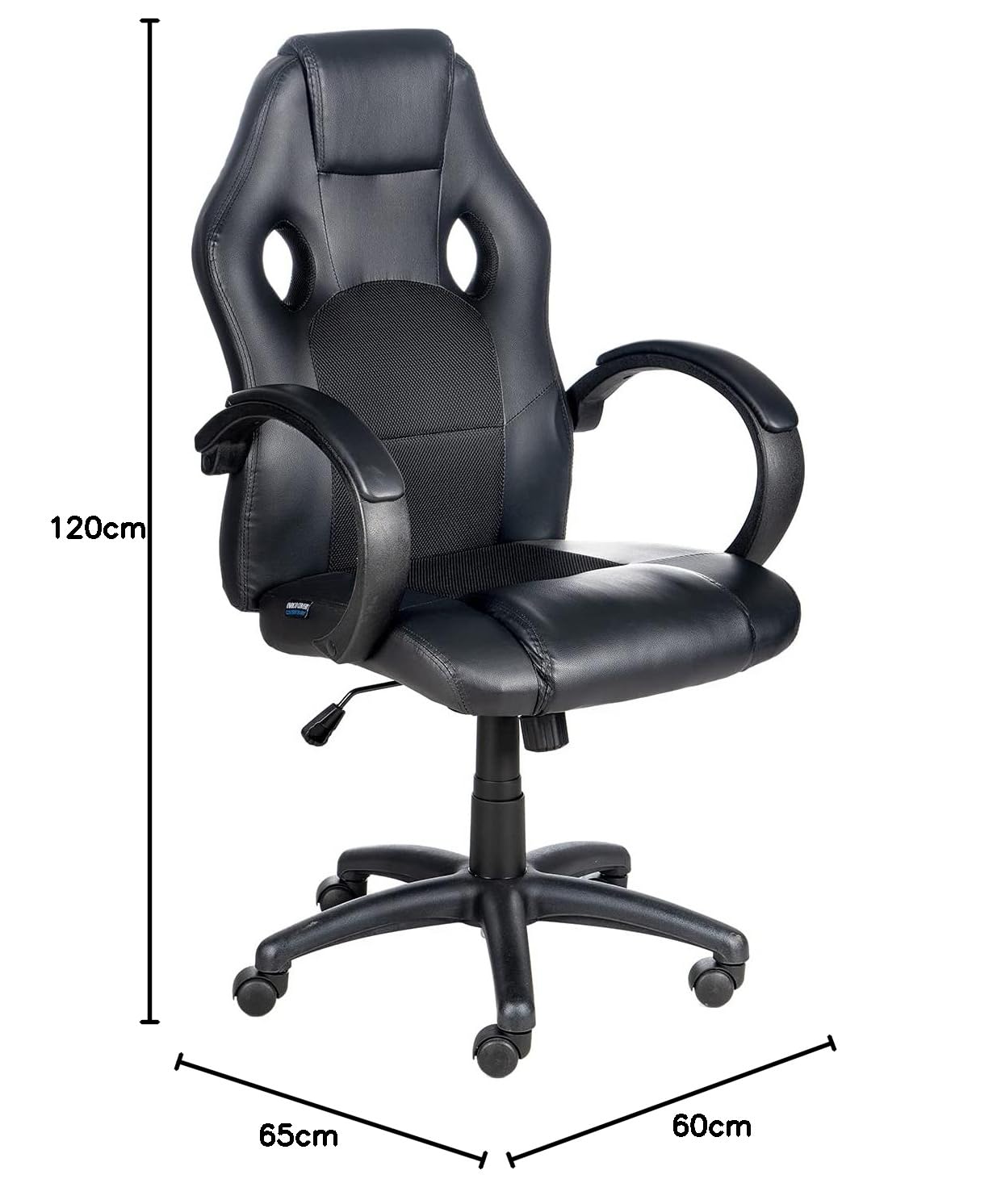 Enrico Coveri Sedia In Pelle PU Con Schienale Ergonomico Imbottito E Ruote, Poltrona Regolabile Con Poggiatesta Anti Cervicale e Braccioli Per Studio, Gioco e Ufficio