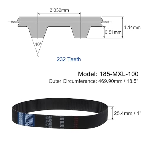 Miniatura 6 de uxcell 110-MXL-100 correa dentada 138 dientes correa dentada de lazo cerrado 11" longitud x 1" correa de ancho