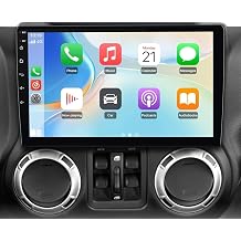 Car Stereo Radio Compatible for Jeep Wrangler JK 2007-2010 with Carplay Android Auto GPS Navigation 10.1in Touchscreen Car Radio Player with Bluetooth Wifi FM/RDS SWC Split Screen + Backup Camera