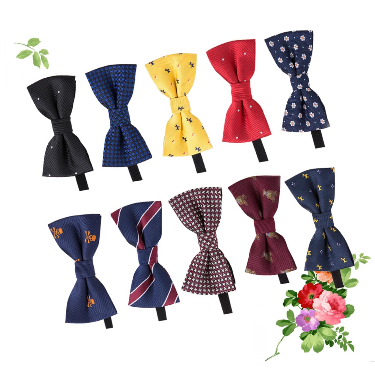 40piezas Conjunto De Pajaritas De Poliéster Diseño Clásico y Estampado Aleatorio Accesorio Para Fiestas Bodas y Celebraciones