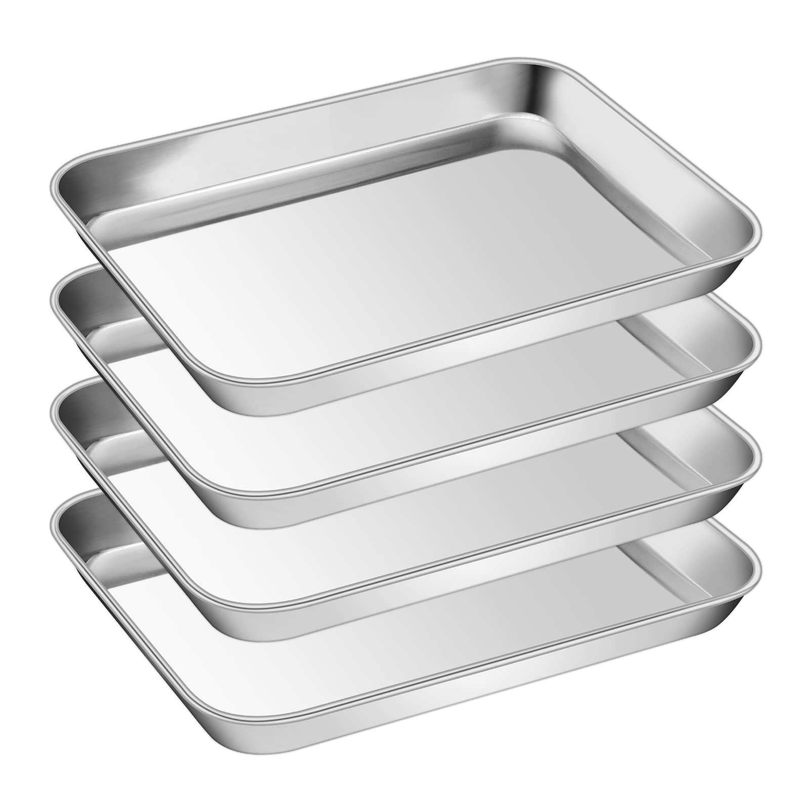 P&P CHEF 9 Inch Baking Cookie Sheet, Oven Pan Tray Stainless Steel Sheet Pan for Kitchen, Oven Bakeware for Multi Uses, Shiny Look & Dishwasher Safe,