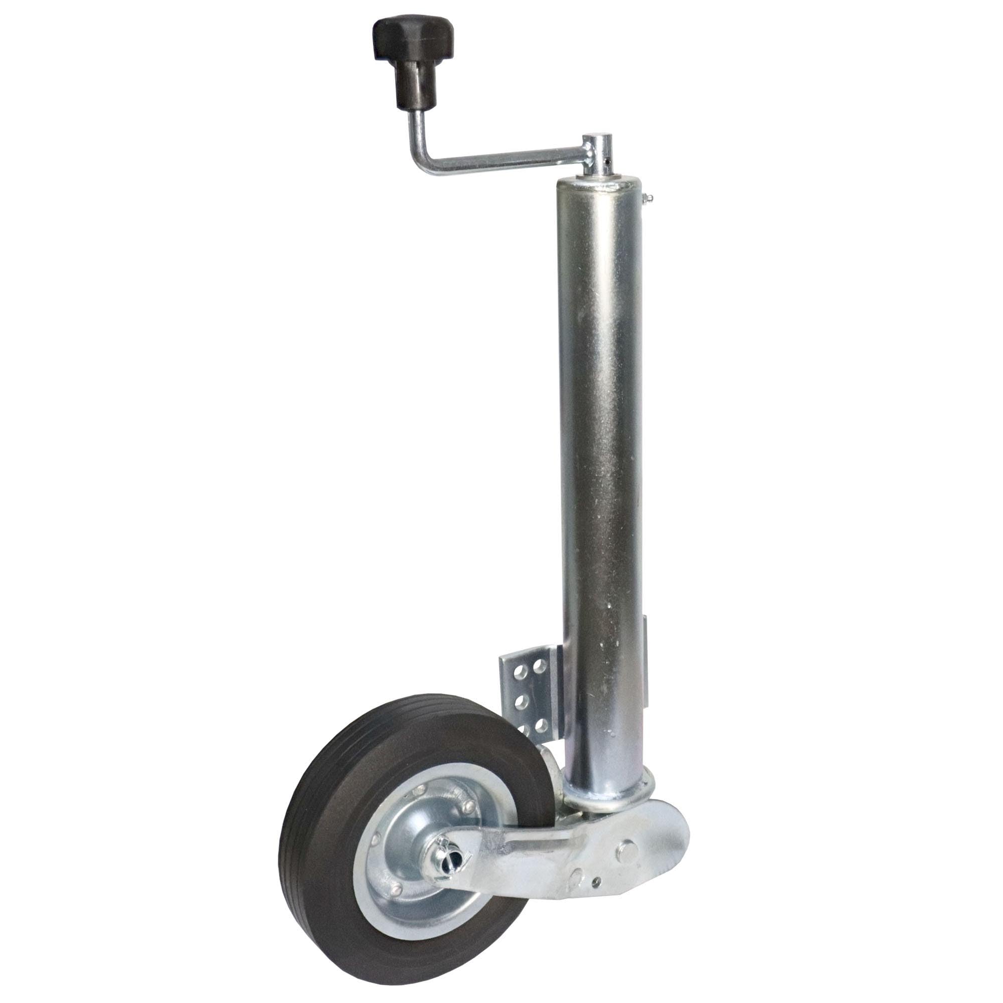 Halbautomatik-Stützrad 60mm, 400kg Stützlast mit Flansch 130x90mm direkt am Rohr