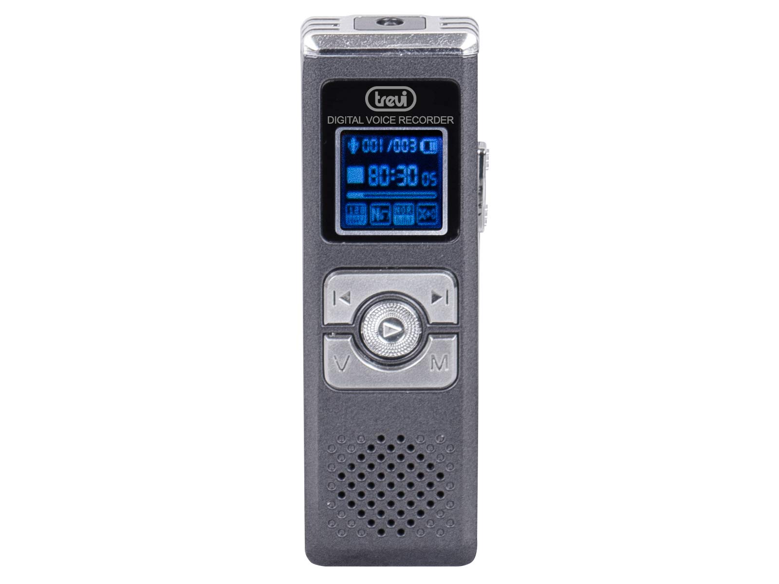 Trevi DR 437 SA Mini cyfrowy dyktafon, 8 GB pamięci wewnętrznej, odtwarzacz plików MP3, wbudowany głośnik