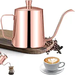 Chaleira com bico em forma de pescoço de ganso, cafeteira em aço inoxidável, cafeteira, bule, chaleira, adequada para fogões elétricos de cerâmica, 350 ml (Dourado)