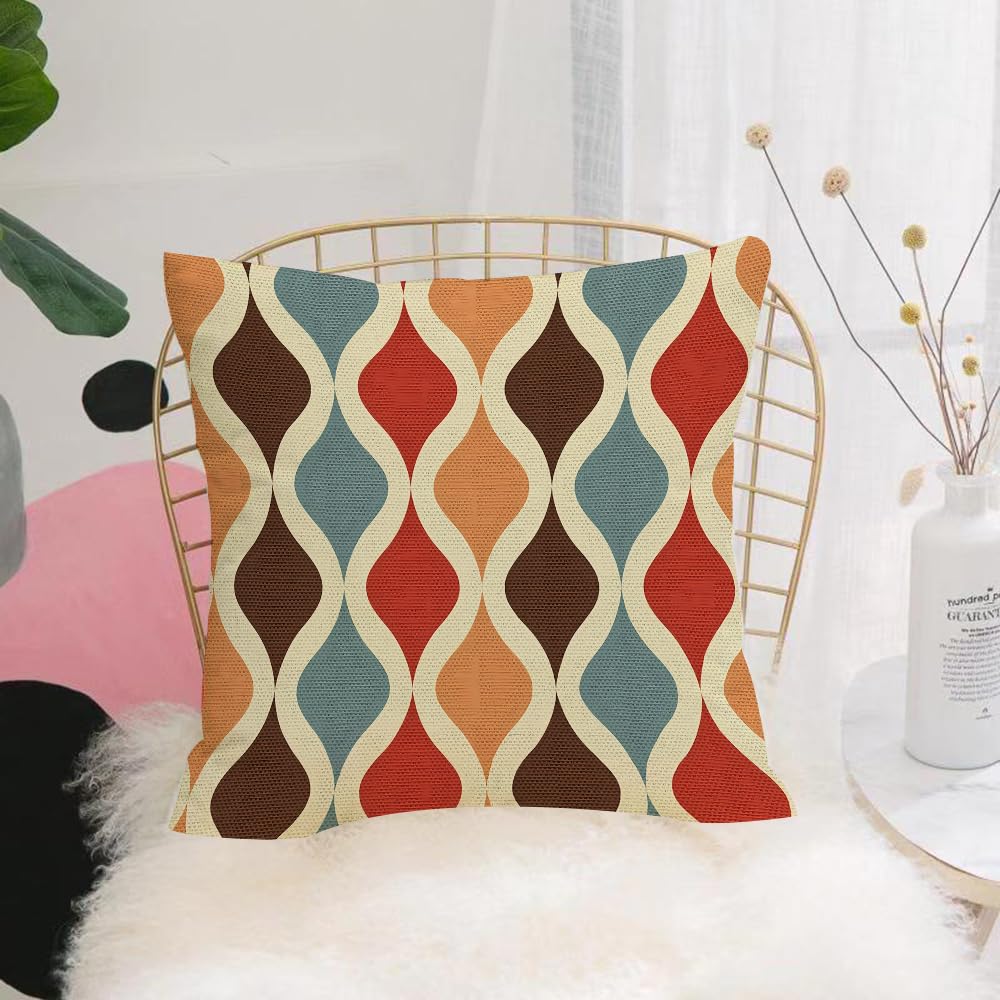 Hyosxw Retro Seamless Pattern Design - Colorful Nos - A10 Cushion Cover,Throw Pillow Case Home Decorative For Living Room Bedroom Sofa Chair 18X18 Inch,Retro Seamless Pattern Design - Colorful Nostalgic Repeat Background For Textil,Pillowcase 45X45cm